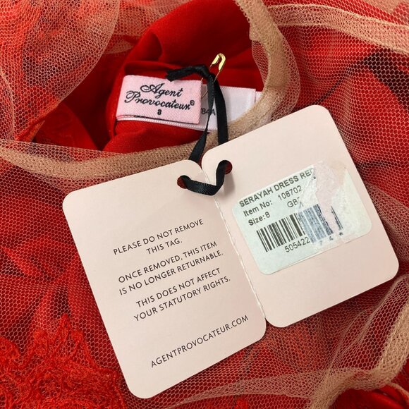 Agent Provocateur Serayah Silk Red Dress UK8 Small NWT - Picture 7 of 10